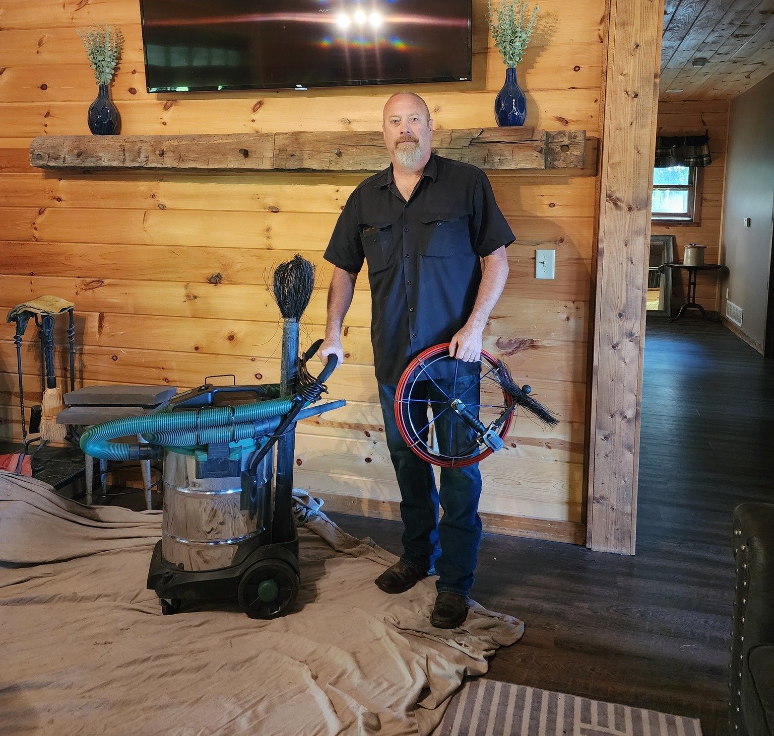 Family enjoying a fireplace